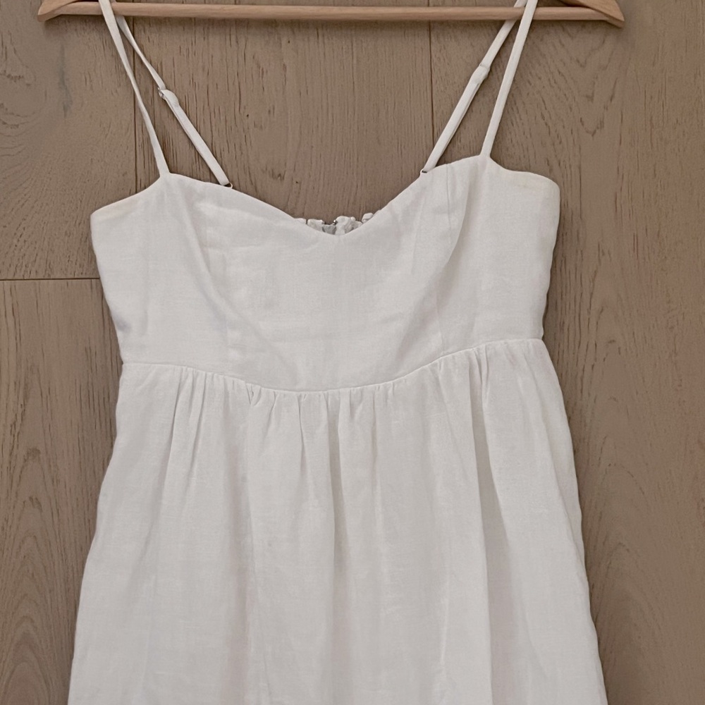 Reformation White Linen A Line Linen Dress